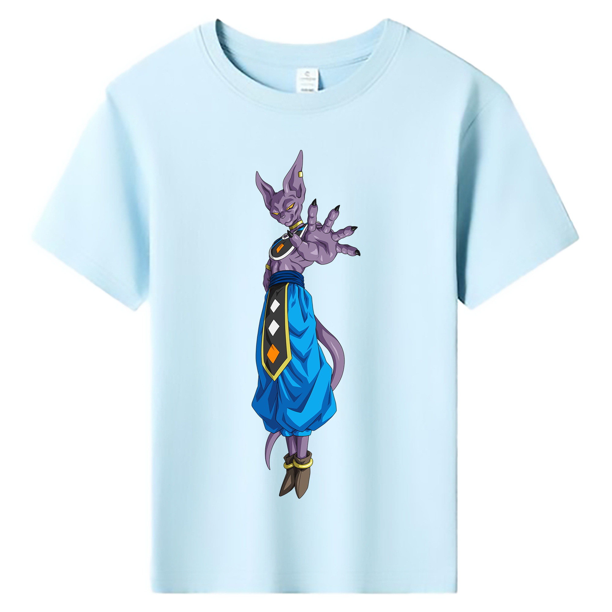 （画像用） ドラゴンボール ビルス 破壊神ビルス DRAGON BALL Beerus Birusu 綿100％キッズTシャツ（フロントプリント）